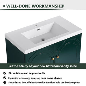 Contemporary Freestanding Bathroom Vanity With Resin Sink & Soft-Close Cabinet Doors
