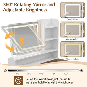 Makeup Vanity with LED Lighted Mirror