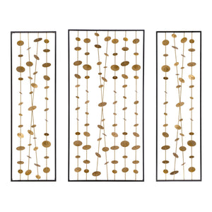 Metal Decorative Wall Art With Frame, Wall Decor For Living Room (Set of 3) - Gold