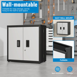 Metal Tool Garage Storage Cabinet with 2 Doors and Lock