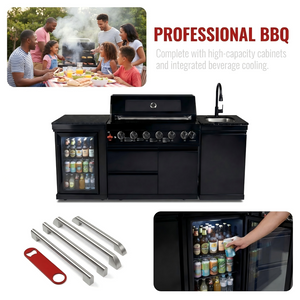 6-Burner Stainless Steel Propane Gas Outdoor Kitchen Barbecue Island Grill