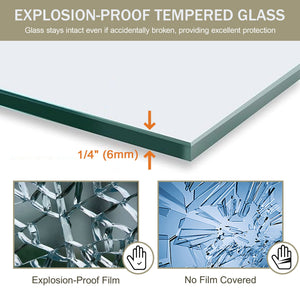 Double Sliding Shower Door, Semi-Frameless Bypass Bathroom Sliding Door With 1/4" (6 Mm) Tempered Glass For Walk-In Shower
