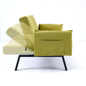 Sofa Bed With Foldable Design And Cup Holder - Green