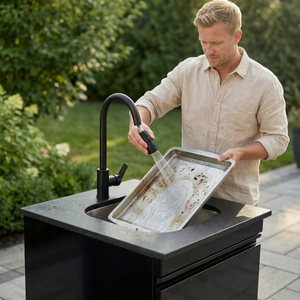 Double Door Sink Cabinet with Tap Stainless Steel Outdoor Kitchen