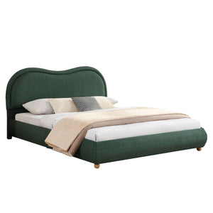 Upholstered Platform Bed Frame With Curved Headboard
