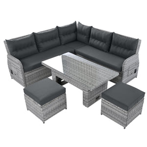 Outdoor Furniture Set Patio Rattan with Recliners and Tables