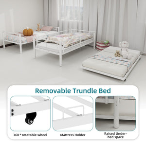 Bunk Bed For Kids, Convertible Frame With Ladders & Guardrail