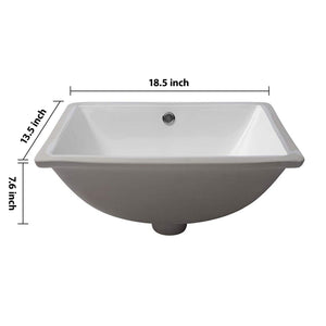 European Style Ceramic Rectangular Undermount Bathroom Sink With Overflow