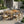 Outdoor 7 Pieces Patio Slat Design Acacia Upholstered Dining Set