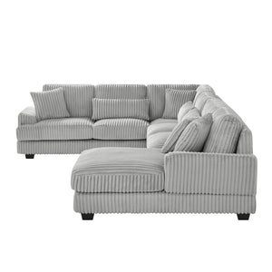 U - Shaped Sectional Sofa With Chaise Lounge, Oversized Living Room Sofa - Gray