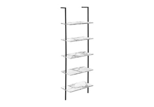 5-Tier Ladder Bookshelf with Marble Look for Office & Home