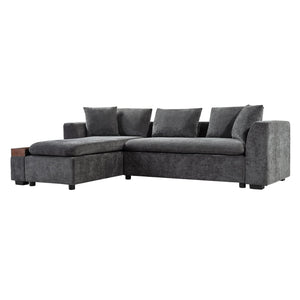 Modern L Shaped Sectional Sofa With Upholstery And Wooden Storage