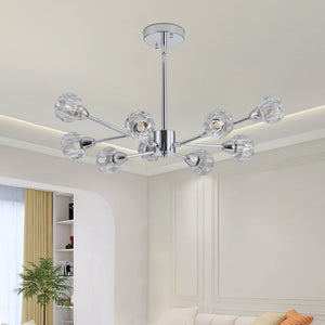 28" Modern Crystal Chandelier With 9 Lights