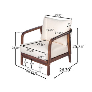 Outdoor Lounge Chair With Woven Backrest and Solid Wood Frame