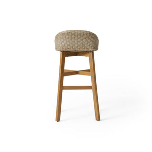 Beeson Outdoor Wicker and Acacia Wood Barstools Set, Water Resistant - Brown