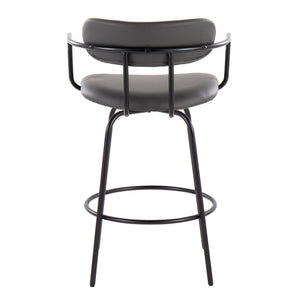 Demi - Contemporary Fixed Height Counter Stool With Swivel With Round Footrest (Set of 2)