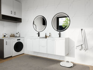 60" Bathroom Vanity With Resin Sink, Soft Close Doors and 1-Side Cabinet