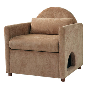 Coffee Pet Friendly Accent Chair with Hidden Pet Nook