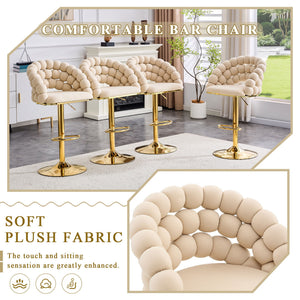 Puffy Bubble Chair, Ball Chain (Set of 2) - Beige / Gold