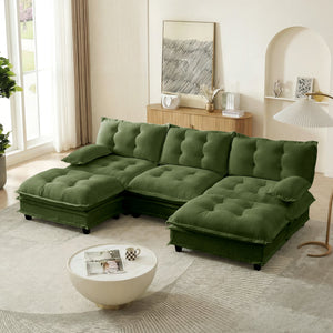 107" U Shaped Modern Sofa Modular Sectional Cloud Couch with Ottomans