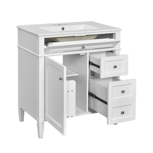 Bathroom Vanity With Top Sink, 2 Drawers & Tip Out Drawer