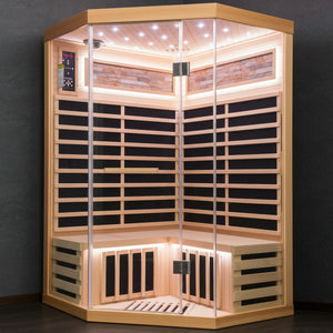 Double Sauna Room With Carbon Heating Plates - White Oak