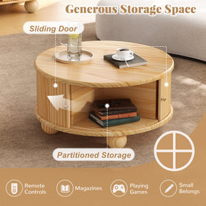 Round Fluted Coffee Table with Storage