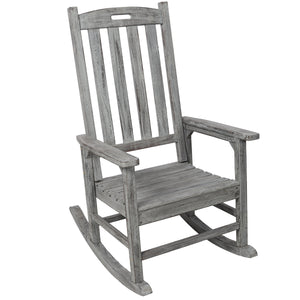 Wooden Oversized Porch Rocker Chair With Wide Seat and Tall Backrest