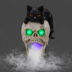 Halloween Cat Skull Statue