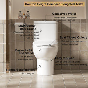 1.1/1.6 GPF Tornado Flush One-Piece Toilet with Comfort Chair Seat