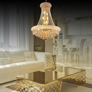 24-Inch Gold Crystal Chandelier, 12-Light French Empire Style Ceiling Light