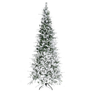 9' Snow Flocked Pine Artificial Christmas Tree with Easy Assembly - Unlit