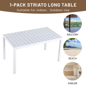 4 Piece Set Of Modern Striped Color- Blocking Single Chairs With Long Table