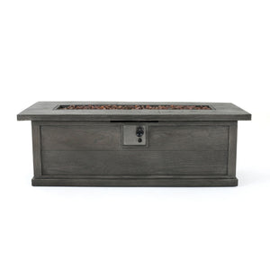 Transitional Rectangular Outdoor Propane Fire Pit With 50,000 BTU