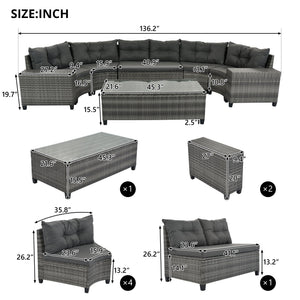 8-Pieces Outdoor Wicker Round Sofa Set