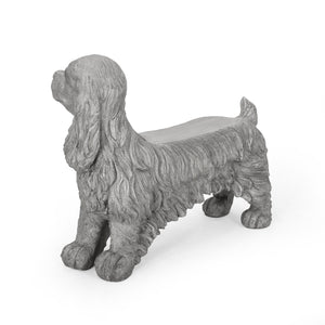 Charming Cocker Spaniel Dog Statue Bench Gray Magnesium Oxide