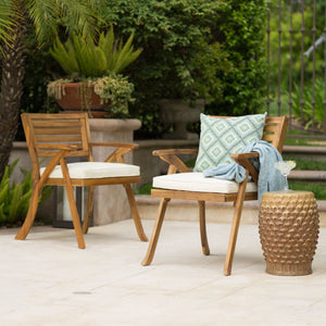 Dining Chair With Water-Resistant Cushion - Teak Wood