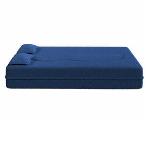 Modern Floor Sofa With Two Pillows Convertible Teddy Fabric Foam Filled Bed