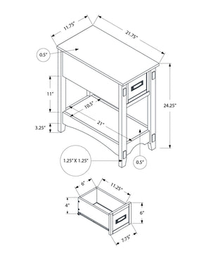 Accent End Table, 2 Tier, Narrow, Storage Drawer, Transitional - Walnut