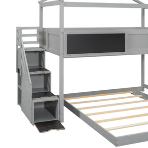 House Style Bunk Bed With Storage Staircase And board