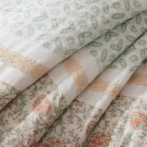 9 Piece Cotton Percale Comforter Set - Coral - King Size