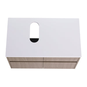 32-Inch Wall-Mounted Bathroom Vanity with Soft Close Doors and Drawer