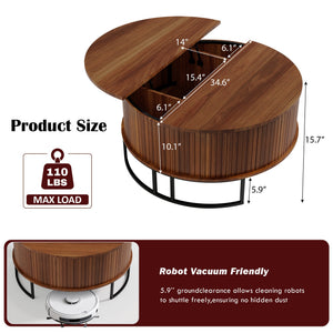 31.5" Round Coffee Table with Storage