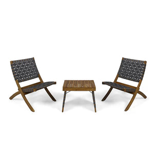 Kayla Outdoor Foldable 2 Seater Chat Set - Brown / Gray