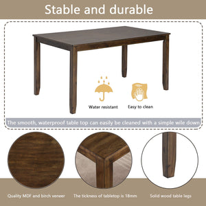 6 Pieces Kitchen Dining Set, Rectangular Wooden Dining Table With 4 Upholstered Chairs And A Bench