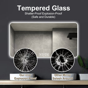 28"x60" Frameless LED Bathroom Mirror with Demist Function