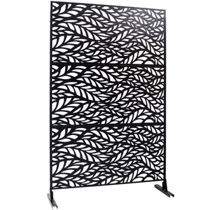 Outdoor & Indoor Privacy Screen Metal Privacy Screen, Freestanding Decorative Privacy Screen For Deck Balcony Patio - Black