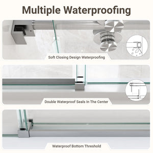 56-60"W x 72"H Frameless Sliding Shower Door – Clear Tempered Glass
