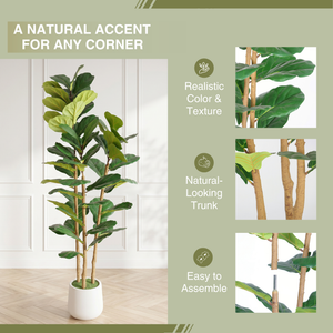 5.2FT Artificial Fiddle Leaf Fig Tree With Decorative Pot