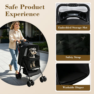 Foldable Pet Stroller for Small Dogs and Cats Under 28 lbs